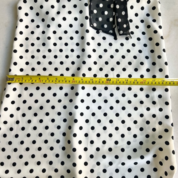 Zara Polka Dot Tunic - White and Black Polka Dot, Attached Scarf Included - Picture 10 of 11
